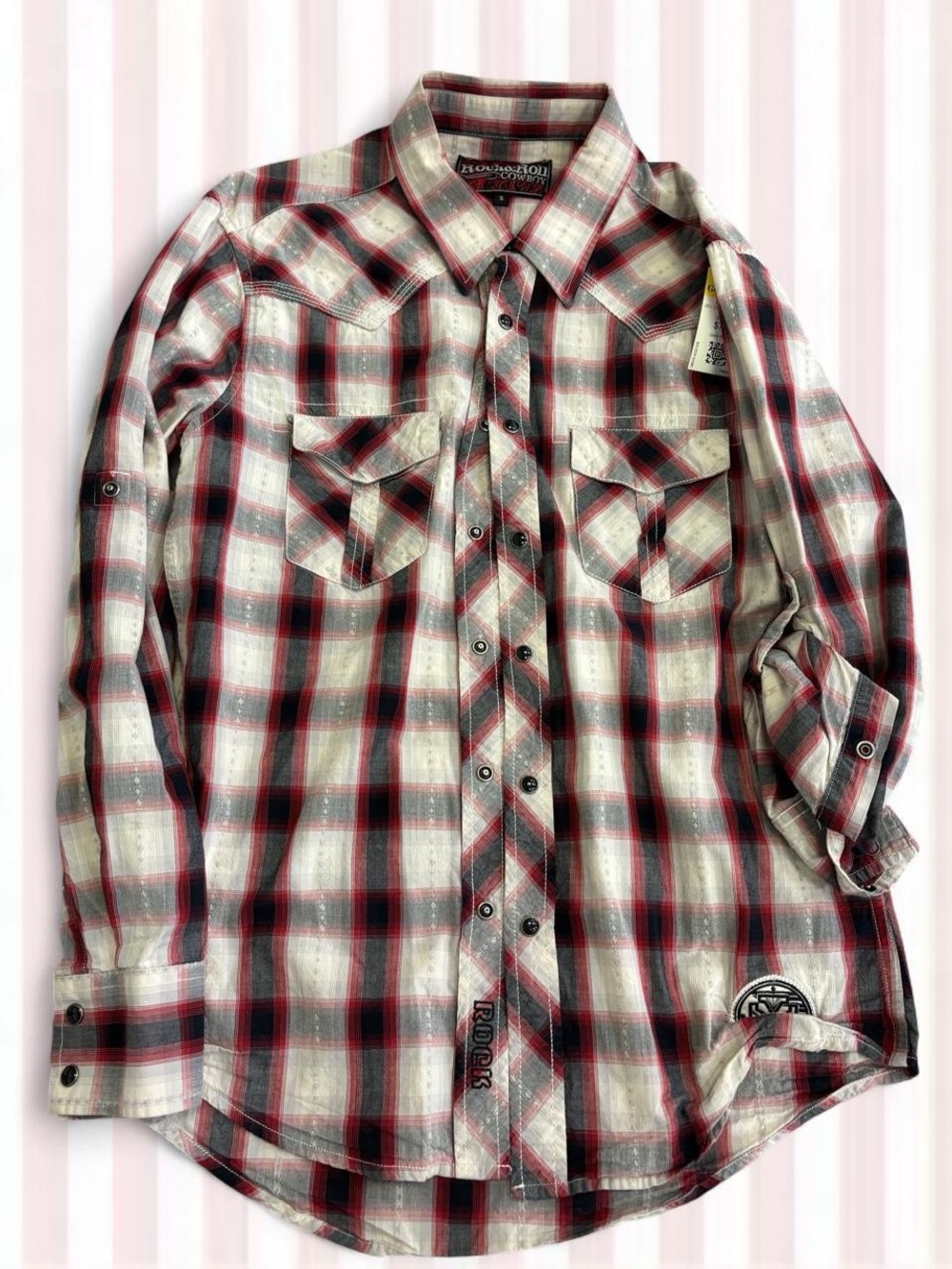 Rock Revival Men’s Red, Black & White Plaid Button-Down Shirt